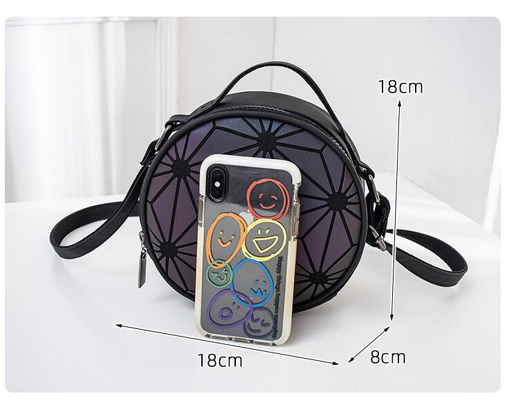 Korean Style Rhombus Luminous Bag Ladies New Round Crossbody Bag Small Round Bag