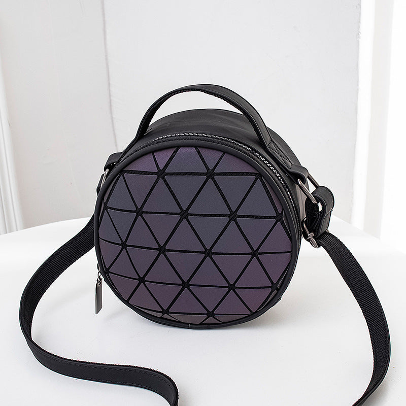 Korean Style Rhombus Luminous Bag Ladies New Round Crossbody Bag Small Round Bag